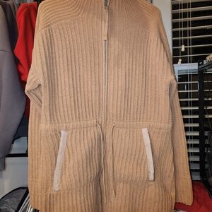 Tan Women's Zipper Cardigan